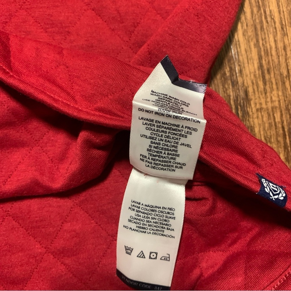 Chaps Quilted Pullover Shirt 1/4 Snap Red Long Sleeve Mock Neck Men’s XL NWT - Picture 7 of 8